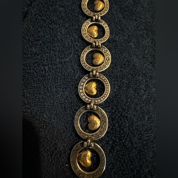 Brighton Jewelry - Vintage Brighton Gold and Silver Tone Heart Bracelet